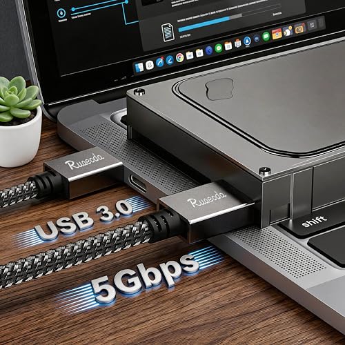 USB to USB Cable 3 ft, USB 3.0 Male to Male Braided Cord, 5Gbps Data Transfer, Compatible with Hard Drive, Cooling Pad, DVD (Not PC-to-PC) - size: 3.3Ft
