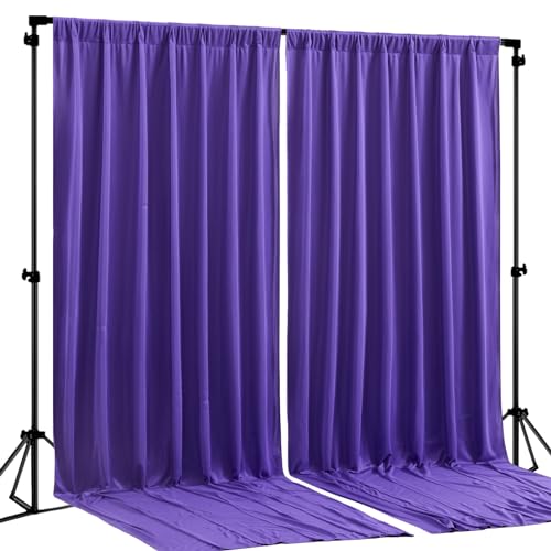 Purple Backdrop Curtains 2 Panels-Wrinkle-Free Purple Curtains Polyester Photography Drapes for Baby Shower Birthday Party Photo Background Backdrop Stand- 8 X10FT - color: Purple, size: W4' x H10'(2 panels)
