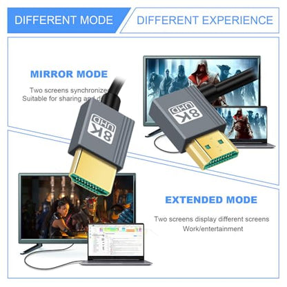 Cable HDMI 2.1 Male to HDMI Male 8K 60hz Stretch Coiled Cable Right Angled 90 Degree for HDTV Computer Laptop Monitor - style: HDMIRight Angled