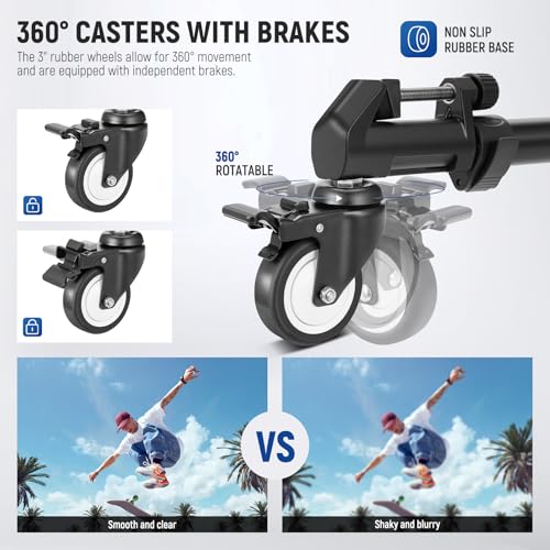 NEEWER Photography Tripod Dolly, Heavy Duty 50lbs Capacity Tripod Wheels with 3" Rubber Wheels for DSLR Cameras Camcorder Photo Video Lighting - style: NW-600 with 3" Wheels