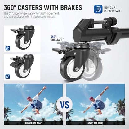 NEEWER Photography Tripod Dolly, Heavy Duty 50lbs Capacity Tripod Wheels with 3" Rubber Wheels for DSLR Cameras Camcorder Photo Video Lighting - style: NW-600 with 3" Wheels