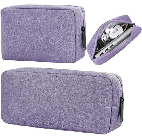 CAAORDKSO Electronic Organizer Travel Case, Electronic Accessories Storage Bag, Portable Waterproof Cable Organizer Bag for Laptop Charger Mouse, USB, Cord, Power Bank, Earphone, Pen(Small+Big,Purple) - color: Purple (Small+Big)