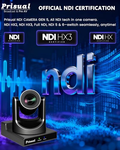 Prisual NDI PTZ Camera System Gen 5, NDI 6 & NDI HX3 Certified, 20X Optical Zoom, AI Auto Tracking, PoE HDMI SDI Bundle PTZ for Church Worship, PTZ Controller, (NDI PTZ Bundle TEM-20N PROx2+TEM-JOY1) - color: Steel Gray