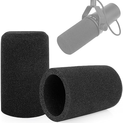 Windscreen for SM7B, 2Pack Microphone Pop Filter Foam Cover Compatible with Shure SM7B, Mic Cover Replacement for Noise Reduction By ChromLives, Black - color: Foam cover for SM7B