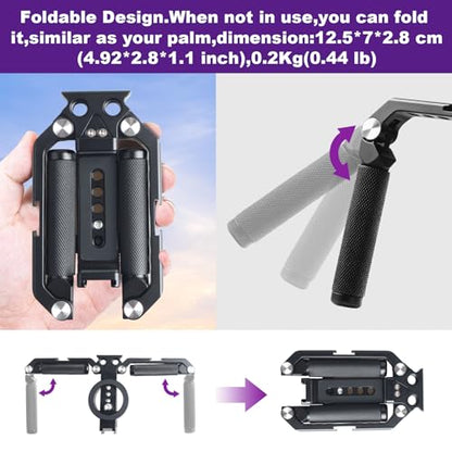 OPC01 Foldable Phone Cage Handheld Stabilizer,Foldable Magnetic Smartphone Cage with Handle and Magnetic Sticker for iPhone 17/16/15/14/13/12/11/10 Series and Andriod Phones for Photographer