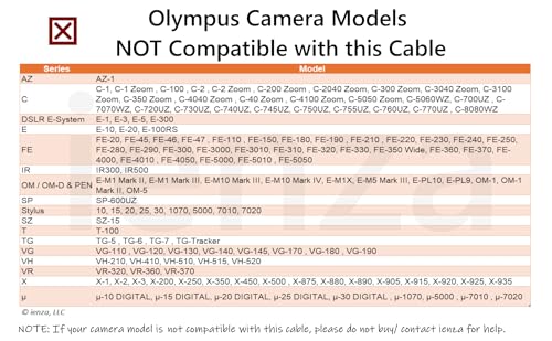 ienza USB Data File Picture Transfer Charger Charging Wire Cord Cable CB-USB5 USB6 USB8 for Olympus Tough TG-830 TG-630 TG-860 TG-870 & Select Stylus (See Product Details & Pictures Before Buying)