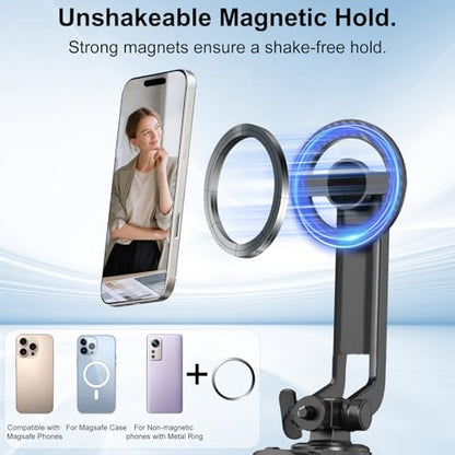Magnetic Auto Face Tracking Tripod for iPhone that Follows Your Movement, 71" Portable Selfie Stick Tripod with Remote 360 Rotation, Magnetic Phone Tripod Stand for Vlogging, Travel, Video Recording