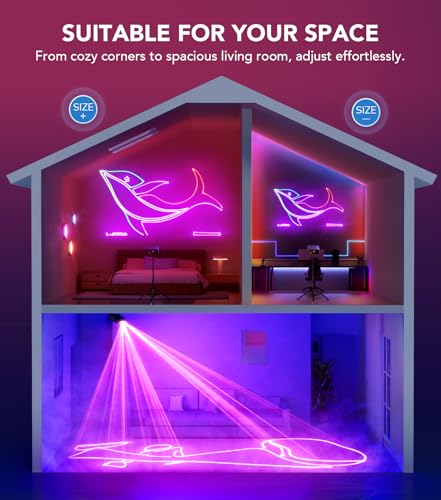 KeoBin APP DJ Laser Lights Professional - 200+ 3D RGB Animation Laser Light Show, Hand Drawing, Custom Patterns, Sound Actived & DMX Sync for Party, Stage, Club