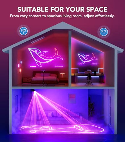 KeoBin APP DJ Laser Lights Professional - 200+ 3D RGB Animation Laser Light Show, Hand Drawing, Custom Patterns, Sound Actived & DMX Sync for Party, Stage, Club
