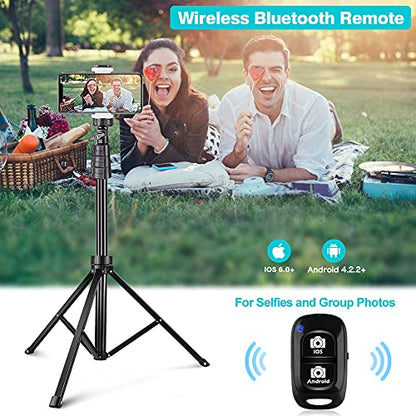 UBeesize 67'' Phone Tripod Stand & Selfie Stick Tripod, All in One Professional Tripod, Cellphone Tripod with Wireless Remote and Phone Holder, Compatible with All Phones/Cameras,Load capacity: 1.5 Kg - color: Black, size: 67-in