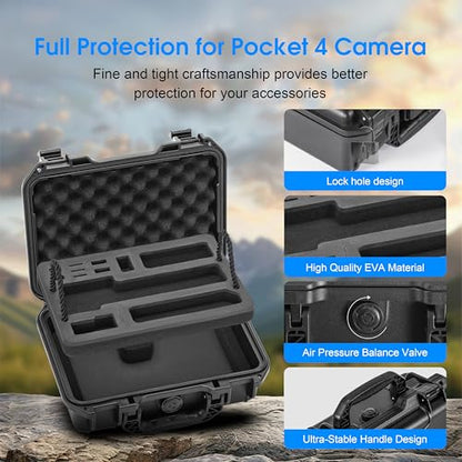 Waterproof Hard Case for DJI Osmo Pocket 4 3 Accessories Power Expansion For Xtra Muse Mini Tripod Carrying Dual Layer Travel Case Vlogging Compatible with DJI OM 70 Selfie Stick