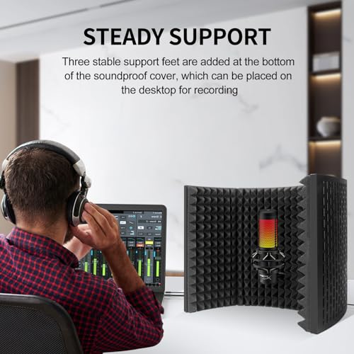 Aokeo Professional Studio Recording Microphone Isolation Shield,Suitable for Blue Yeti and Any Condenser Microphone Recording Equipment（AO-403）
