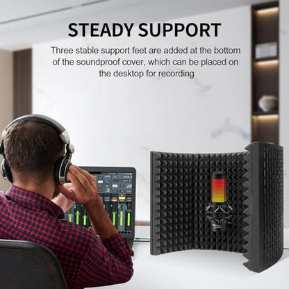 Aokeo Professional Studio Recording Microphone Isolation Shield,Suitable for Blue Yeti and Any Condenser Microphone Recording Equipment（AO-403）