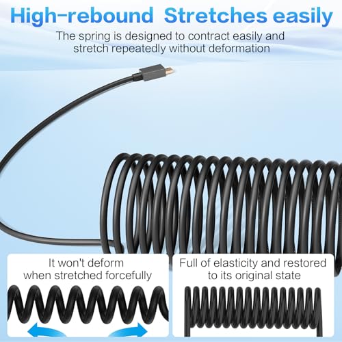 8K Micro HDMI to HDMI Coiled Cable 1-3FT, Male to Male HDMI to Micro HDMI Spiral Cord, Support 8K@60Hz and 4K@240Hz, Compatible with Laptops, Cameras, DSLRs, Camcorders, Portable Screens and Monitors