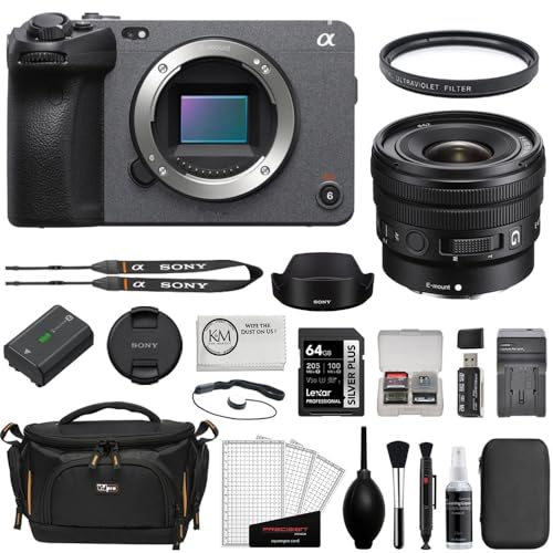 Sony FX30 Digital Cinema Camera Bundle with Sony E 10-20mm f/4 PZ G Lens + UV Filter + 64GB Memory Card + Battery Charger + Memory Card Reader + Camera Bag + Cleaning Kit + Cloth (12 Items) - size: w/ 10-20mm F4 Lens