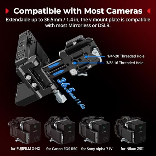 SMALLRIG Upgraded V Mount Battery Plate Kit, w/ QR Plate for Arca, LCD Screen Protector & Cable Clips, D-Tap & USB-C Supply, All-in One Camera Video Rig for Mirrorless/DSLR, for NEEWER V Mount Battery - style: Plate Kit for Arca