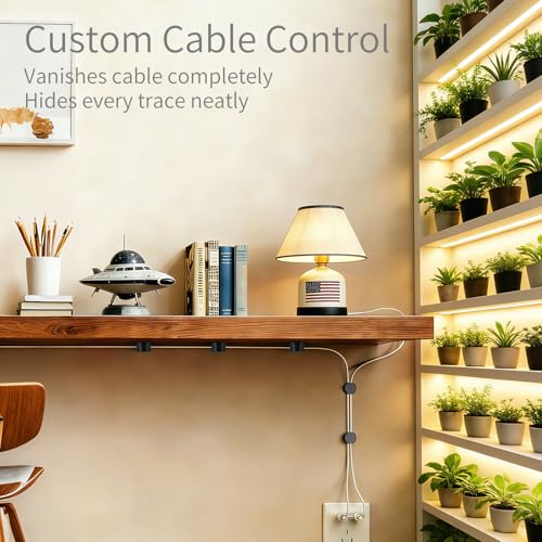 12 Pack Cable Clips (10 Pcs Square Cord Holder 2 Pcs Circular And Rotatable Cord Clips) Suitable For Office Desks Home Desks, Telephones, Vehicles, Walls, Tabletops And Bedside Tables，Black And White