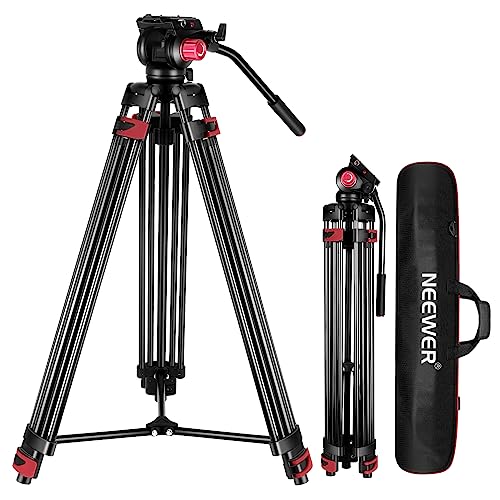 NEEWER 79"/200cm Video Tripod, Heavy Duty Aluminum Alloy Camera Tripod Stand with 360° Fluid Drag Head, QR Plate Compatible with Canon Nikon Sony and Other DSLR Camera Camcorder, Load Up to 17.6lb/8kg - style: TP-M200