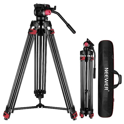 NEEWER 79"/200cm Video Tripod, Heavy Duty Aluminum Alloy Camera Tripod Stand with 360° Fluid Drag Head, QR Plate Compatible with Canon Nikon Sony and Other DSLR Camera Camcorder, Load Up to 17.6lb/8kg - style: TP-M200