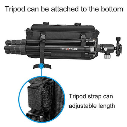 CADeN Camera Bag Case Shoulder Messenger Bag with Tripod Holder Compatible for Nikon, Canon, Sony, DSLR SLR Mirrorless Cameras Waterproof (Black, Small) - size: Small
