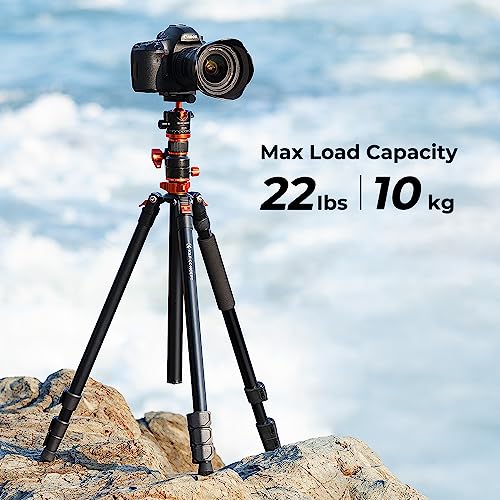 K&F CONCEPT 90''/230cm Ultra High Camera Tripod T254A7+BH-28L | Horizontal Overhead Shooting, Metal Ball Head, 10KG Load Capacity, Detachable Monopod, Flexible Travel Tripods - size: T254A7+BH-28L