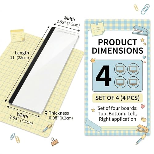 JJUNW 4 Pcs Monitor Memo Board, Computer Monitor Sticky Note Holder Acrylic Desk Accessories, Transparent Side Note Desktop Memo Board for Office Home Desktop