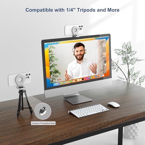 Itramax Continuity Camera Mount for Desktop Monitor,Magnetic Phone Holder for Webcam Compatible with iPhone 17 16 15 13 14 12,MagSafe,iOS 16 iMac & MacBook macOS 13 Ventura,Studio Display,TV,Silver - color: Standard-Silver
