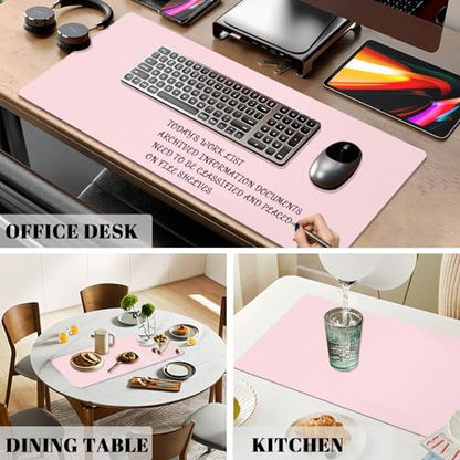Dry Erase Desk Mat, Waterproof Desk Pad, Erasable Writing White Board for Making Plans, Non-Slip Large Desktop Protector for Office, Home, School 31"x13"(Pink) - color: Pink