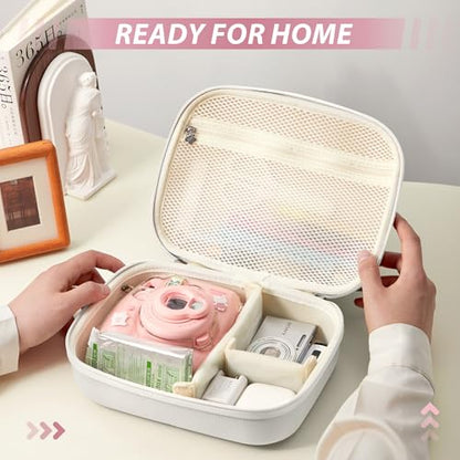 Hard Storage Case Compatible with Fujifilm Instax Mini 12/11/90/SQ1/SQ40/EVO Instant Camera, Holds Fuji Film & Accessories with 3 Dividers,Ideal for Home & Travel (White) - color: White