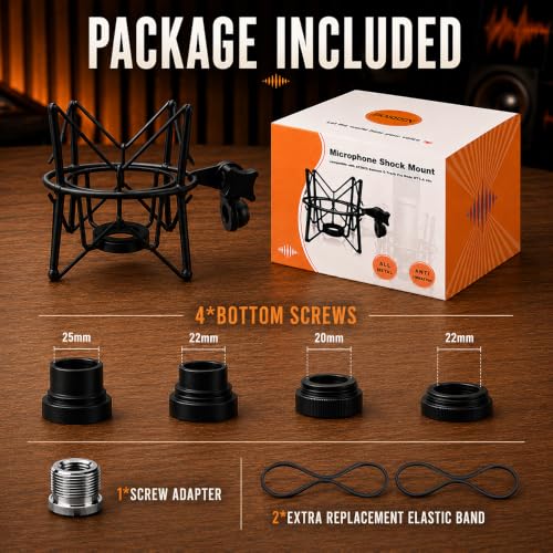 Microphone Shock Mount Mic Holder - Anti Vibration Spider Shockmount Compatible with Many Condenser Mics Like AT2020 MXL 770 MXL 990 Samson G Track Pro Rode Procaster NT1-A Neumann U87 etc. - color: black