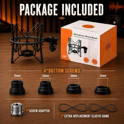 Microphone Shock Mount Mic Holder - Anti Vibration Spider Shockmount Compatible with Many Condenser Mics Like AT2020 MXL 770 MXL 990 Samson G Track Pro Rode Procaster NT1-A Neumann U87 etc. - color: black