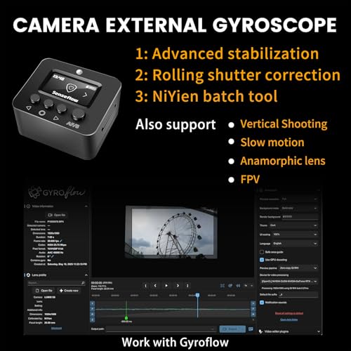 NiYien Camera Stabilizer Box,NiYienFX A1 Gyroscope Gyroflow Stabilizer for Canon EOS Rebel T7,2000D,4000D,R100,for Sony A7M A6300,for Nikon,Panasonic,Fujifilm,35H Battery for Vlogging & Action Videos