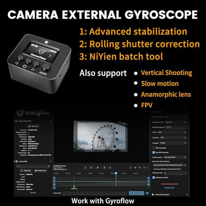NiYien Camera Stabilizer Box,NiYienFX A1 Gyroscope Gyroflow Stabilizer for Canon EOS Rebel T7,2000D,4000D,R100,for Sony A7M A6300,for Nikon,Panasonic,Fujifilm,35H Battery for Vlogging & Action Videos