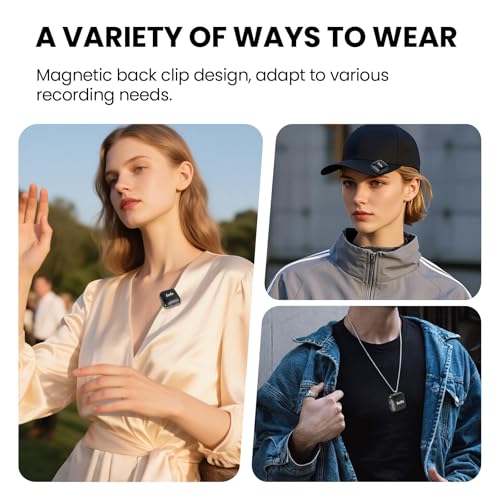 Wireless Lavalier Microphone for iPhone and Android(Lightning & USB-C),Lapel Mini Mic with 3-Level AI Noise Reduction,Wireless Mic with Magnetic Sheet for Video Recording,Vlog,YouTube