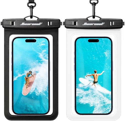 Hiearcool Universal Waterproof Phone Pouch,Underwater Dry Bag for iPhone 17 16 15 14 13 Pro Max XS Plus up to 8.3",IPX8 Cell Phone Case for Cruise Travel Essentials-Black&Clear-2Pack - color: Black&Clear
