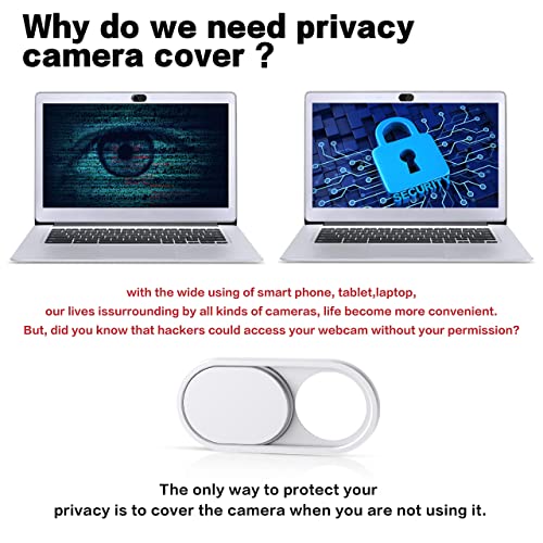 imluckies Metal Webcam Cover Slide, 0.023in Camera Cover for Laptop Computer, MacBook Pro/Air iMac iPad Tablet iPhone 8/7/6 Plus, Echo Show/Spot Web Camera Blocker Protect Your Privacy [2 Pack White] - color: White