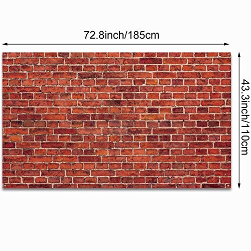 Blulu 6x3.6 Ft Red Brick Wall Party Backdrop, Large Fabric Red Brick Sign Photo Backdrops Background for Baby Shower Birthday Party Wedding Graduation Home Decoration Photo Booth Prop Banner - size: 72.8 x 43.3 Inch
