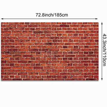 Blulu 6x3.6 Ft Red Brick Wall Party Backdrop, Large Fabric Red Brick Sign Photo Backdrops Background for Baby Shower Birthday Party Wedding Graduation Home Decoration Photo Booth Prop Banner - size: 72.8 x 43.3 Inch