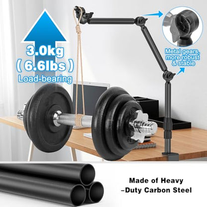 Overhead Camera Mount for Desk, 30.9" Foldable Camera Desk Mount Stand with 1/4" Screws, 360° Rotation 3-Sections Tabletop Holder with C-Clamp for DSLR, Digicam, Webcam, Mini Projector, Microphone