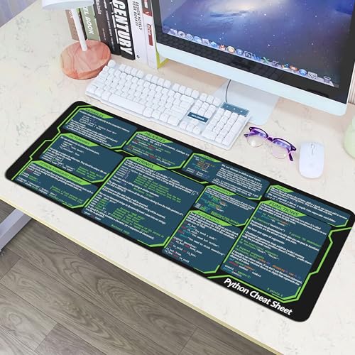 Designfullprint Python Cheat Sheet Mousepad for Beginner, Python Reference Guide Desk Mat, Python CheatSheet for Software Engineers, Gift for AI Programmer Desk Mat KMH - color: Python Mat