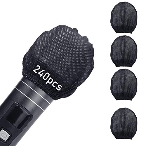 240pcs (120 pairs) Mic Covers Disposable Non-Woven, Individually Wrapped Mic Cover For Sanitary Mic Covers Disposable For Mic Microphone Windscreen & Pop Filters Black - color: 240 pack-Black