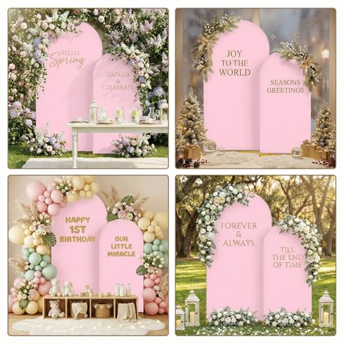 Toolterritary Metal Arch Backdrop Stand and Cover Set, 8FT, 7.2FT Party Backdrop, Easy to Assemble, Backdrop Stand for Parties, Birthday, Baby Shower - color: Pink, size: 8ft,7.2ft