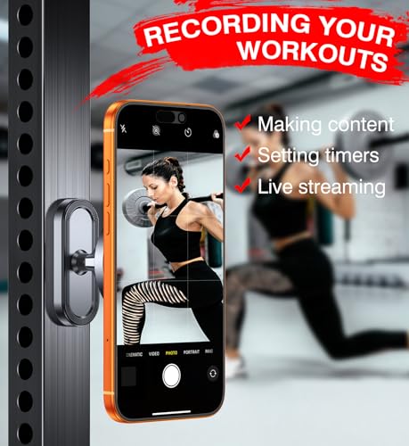 Coolpow Dual Magnetic Phone Holder for Gym Mag Safe Phone Holder【Strong Magnet】 Gym Phone Holder Camera Mount for Gym Accessories for Women Attach to Metal Surface with iPhone 17 Pro Max 16 15 14 13 - style: Magnet Phone Mount-D
