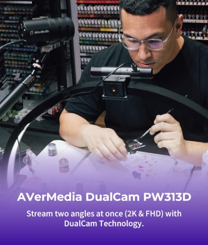 AVerMedia PW313D DualCam 2K Document Camera and Webcam for PC/Mac/Laptop, Autofocus, AI Noise Reduction, Online Teaching, Works with Zoom/Teams/Google Meet, Includes Tripod, TAA/NDAA Compliant - style: 2K30 DualCam