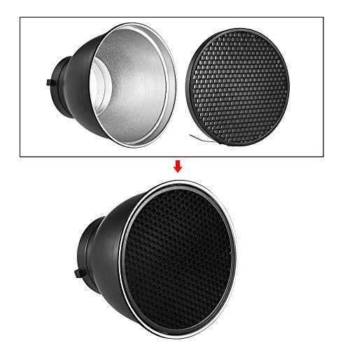 7" Standard Reflector Lamp Shade Dish Diffuser with 60° Honeycomb Grid for Bowens Mount Studio Strobe Flash Light Speedlite (with Soft Cloth)