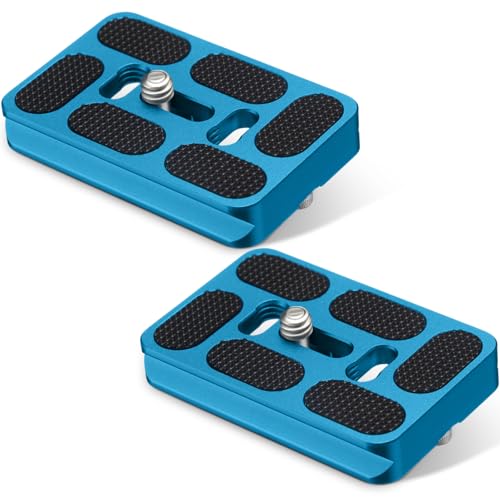 Frienda 2 Pieces Metal Quick Release Plate with 1/4''-20 Camera Screw Tripod Mount Plate Fits Standard for DSLR Camera Tripod Ball Head(Blue,Pu60) - color: Blue, style: PU60