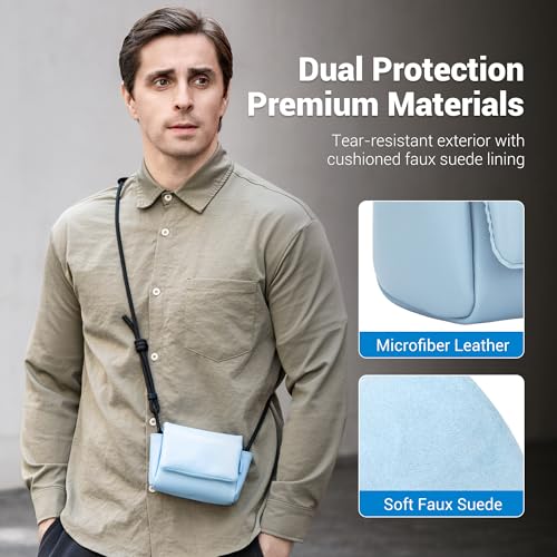 JJC Blue Leather Camera Case Bag for Fuji Fujifilm X100VI X100V X100F X100 VI V X-E5 XE5 X-E4 XE4 Canon PowerShot V1 Digital Camera, Protective Pouch with Magnetic Closure for Easy Access - color: Blue