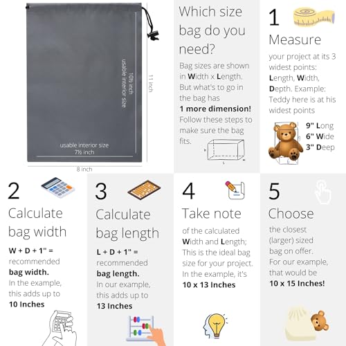 PALTERWEAR Drawstring Bag with Toggle - Nylon Cinch and Ditty Pouch Six-Pack (Gray, 8 x 11 Inch, Set of 6) - color: Gray, size: 8 x 11 Inch