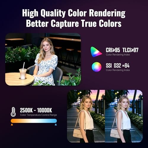 ZHIYUN FIVERAY M60 Ultra RGB Video Light 60W Portable Outdoor Fill Handheld Light 430g DSLR Camera Light with Cold Shoe Photography Light Setup for YouTube TK APP Control 2500K~10000K