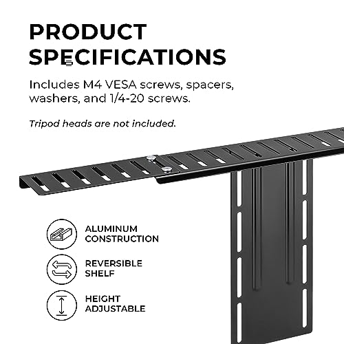 HumanCentric DSLR Monitor Mount Extra Large, Desk Camera Mounting, Light Webcam, Microphone Shelf for Monitor VESA Arm, Replace Clamp Tripods, 100x100mm Patterns, Aluminum, Hardware Included - size: X-Large Shelf